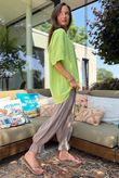 Izi Cheesecloth Button Tee Lime